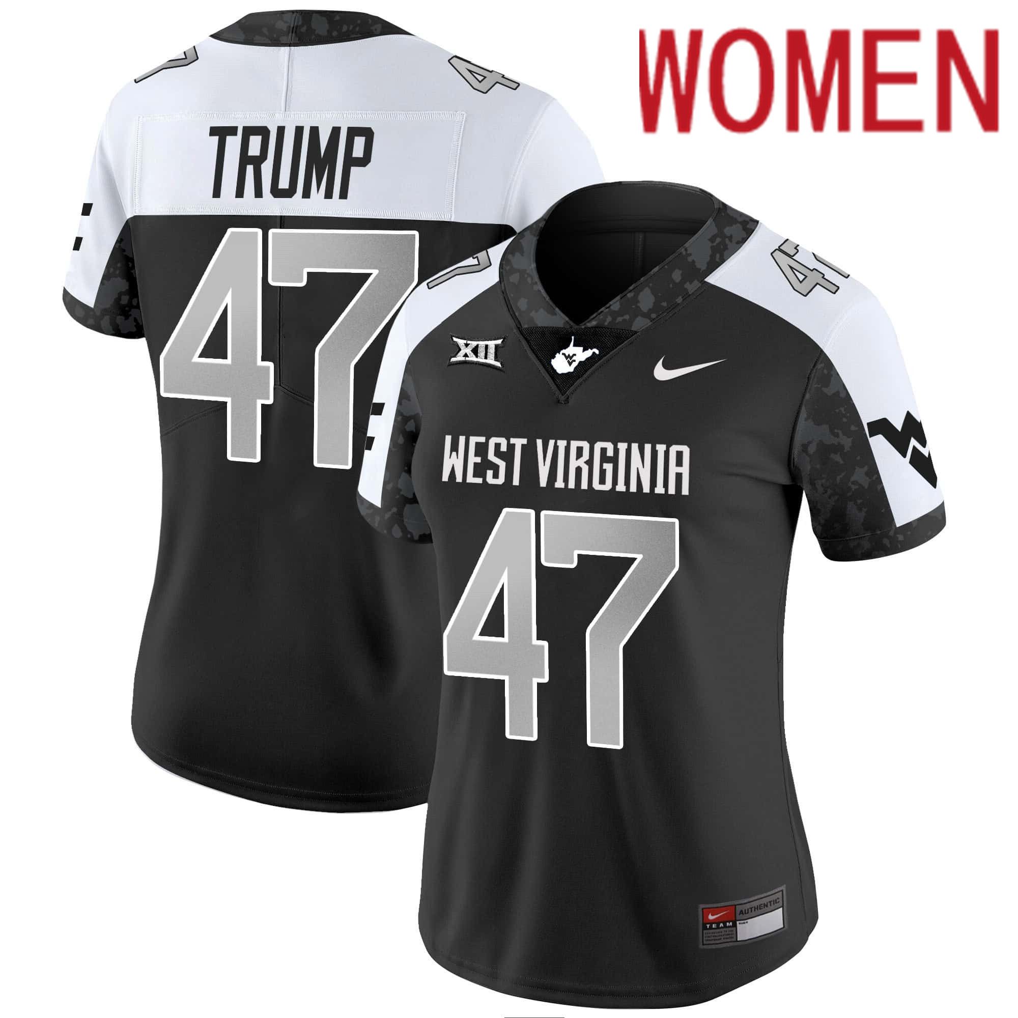 Women West Virginia Mountaineers #47 Trump Black 2024 Nike Vapor Limited NCAA Jersey style 1->women nfl jersey->Women Jersey
